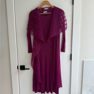Elegant Purple Dress with Matching Sheer Jacket
